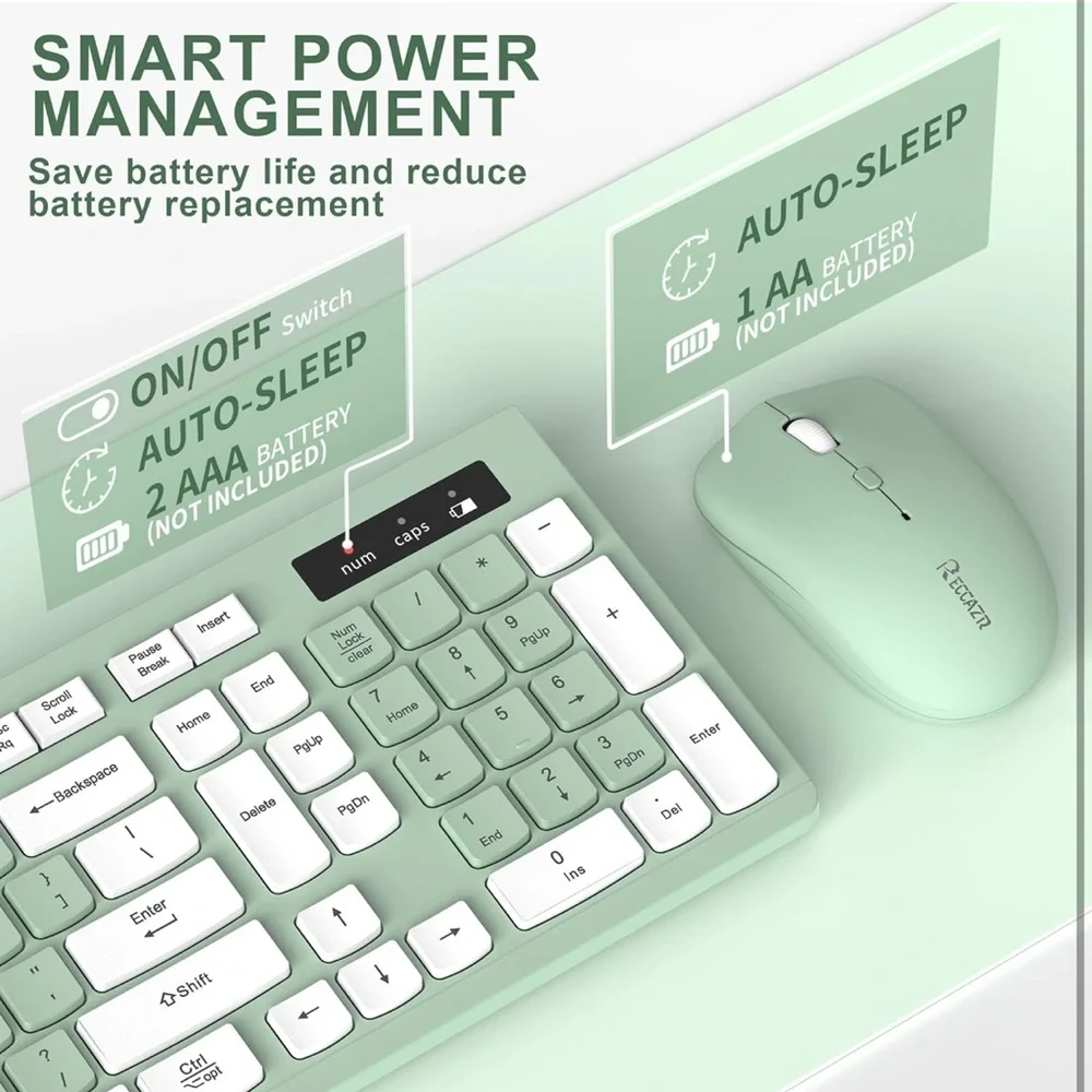Wireless Keyboard and Mouse Combo, Full-Sized Wireless